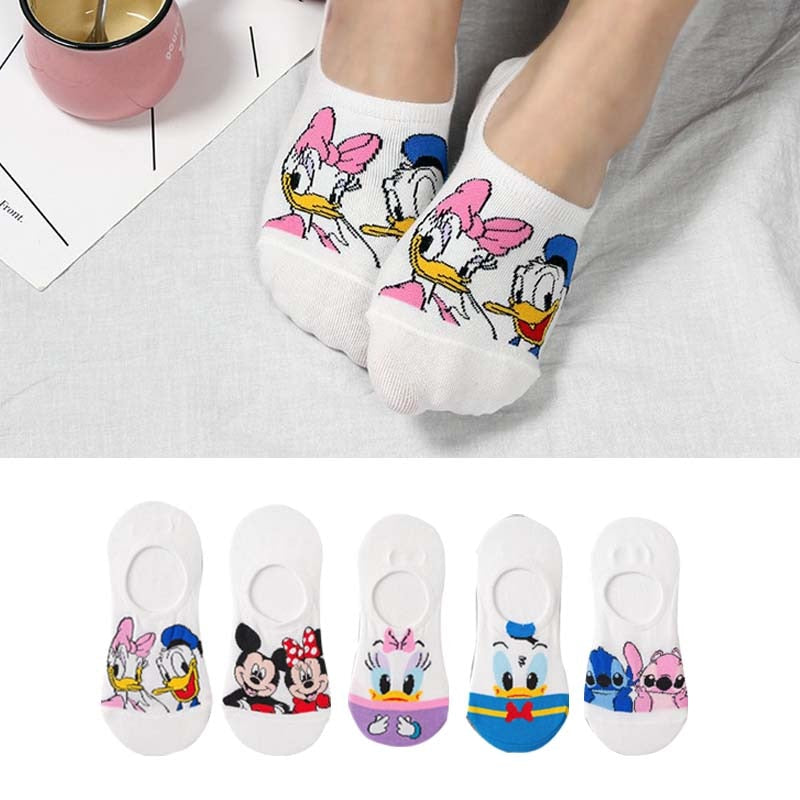 10 Pieces = 5 Pairs Korea Summer Socks Women Cartoon Animal Bear Mouse Socks Cute Funny Invisible Cotton Ankle Socks Size 35-41