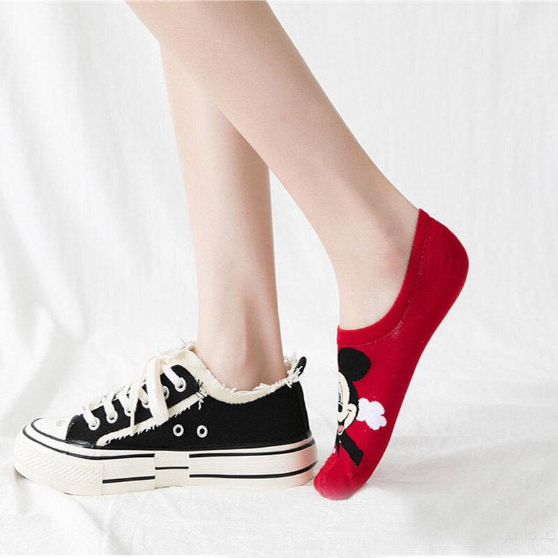 10 Pieces = 5 Pairs Korea Summer Socks Women Cartoon Animal Bear Mouse Socks Cute Funny Invisible Cotton Ankle Socks Size 35-41