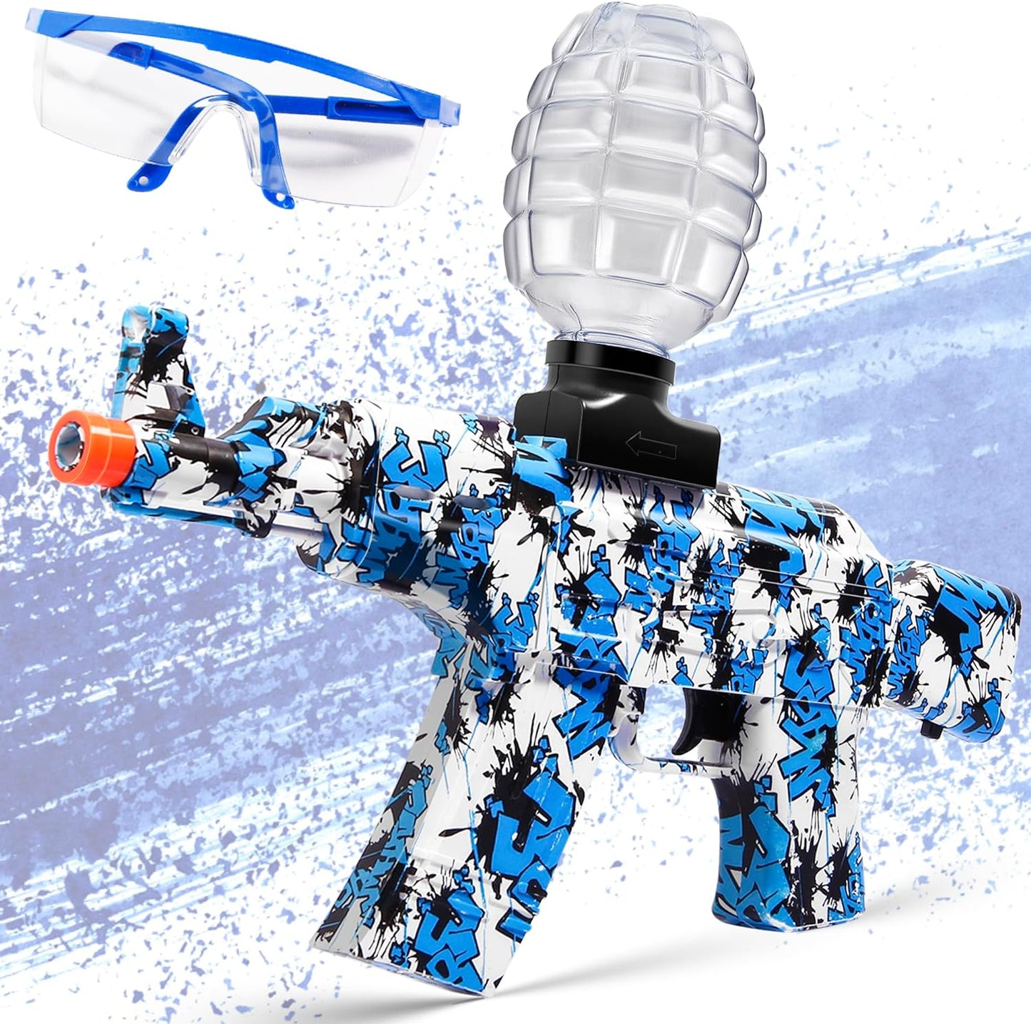 Electric Gel Ball Blaster, AKM-47 Gel Ball Blaster Automatic, for Outdoor Activities - Shooting Team Game, Blue