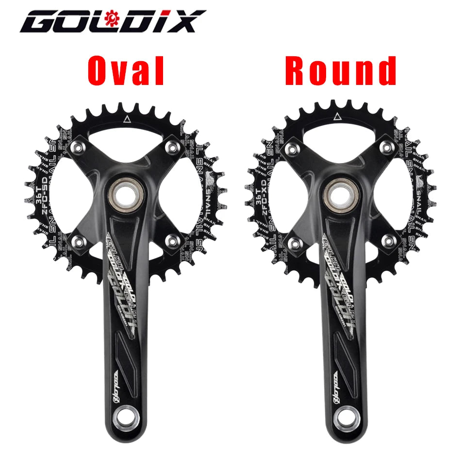 GOLDIX Bicycle Crank Chainring 104BCD MTB Bike Crank Aluminum Alloy with Bottom 170mm Crank Black 32T 34T 36T 38T Plate