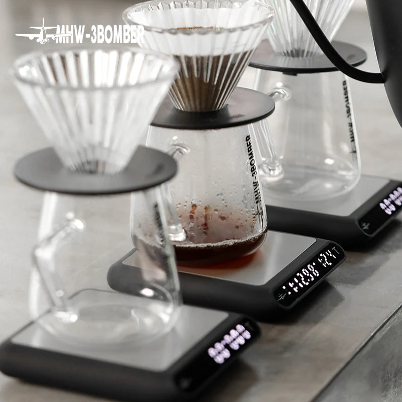 MHW-3BOMBER Smart Drip Espresso Coffee Scale with Auto Timer USB Charging Kitchen Electronic Scale Cafe Home Barista Accessories