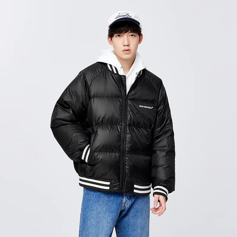 Semir Down Jacket Men Oversize College Style Baseball Collar Jacket 2022 Winter New Sports Raglan Top Coat